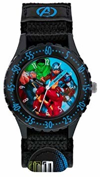 Avengers chłopięcy analogowy kwarcowy zegarek z bransoletką z materiału AVG5008