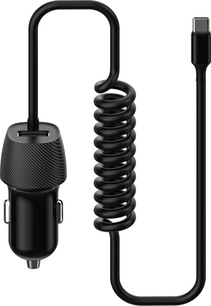 Zdjęcia - Ładowarka Platinet CAR CHARGER  SAMOCHODOWA SPIRAL 3.4A USB + USB-C CABLE K 