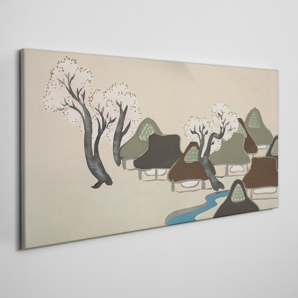 PL Coloray Obraz Canvas Azja Wieś Drzewa 140x70cm
