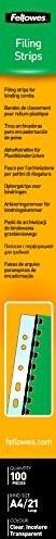 Fellowes 5360401 paski do archiwizacji do bindowania grzebieniowego, A4, 21 otworów, przezroczyste, 100 szt. 043859641550