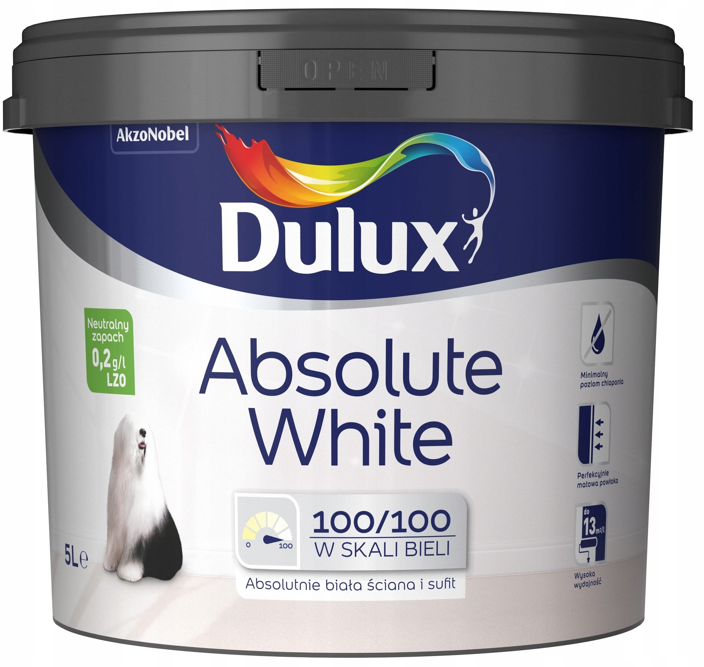 Dulux Farba Absolute White Biała Mat 5L