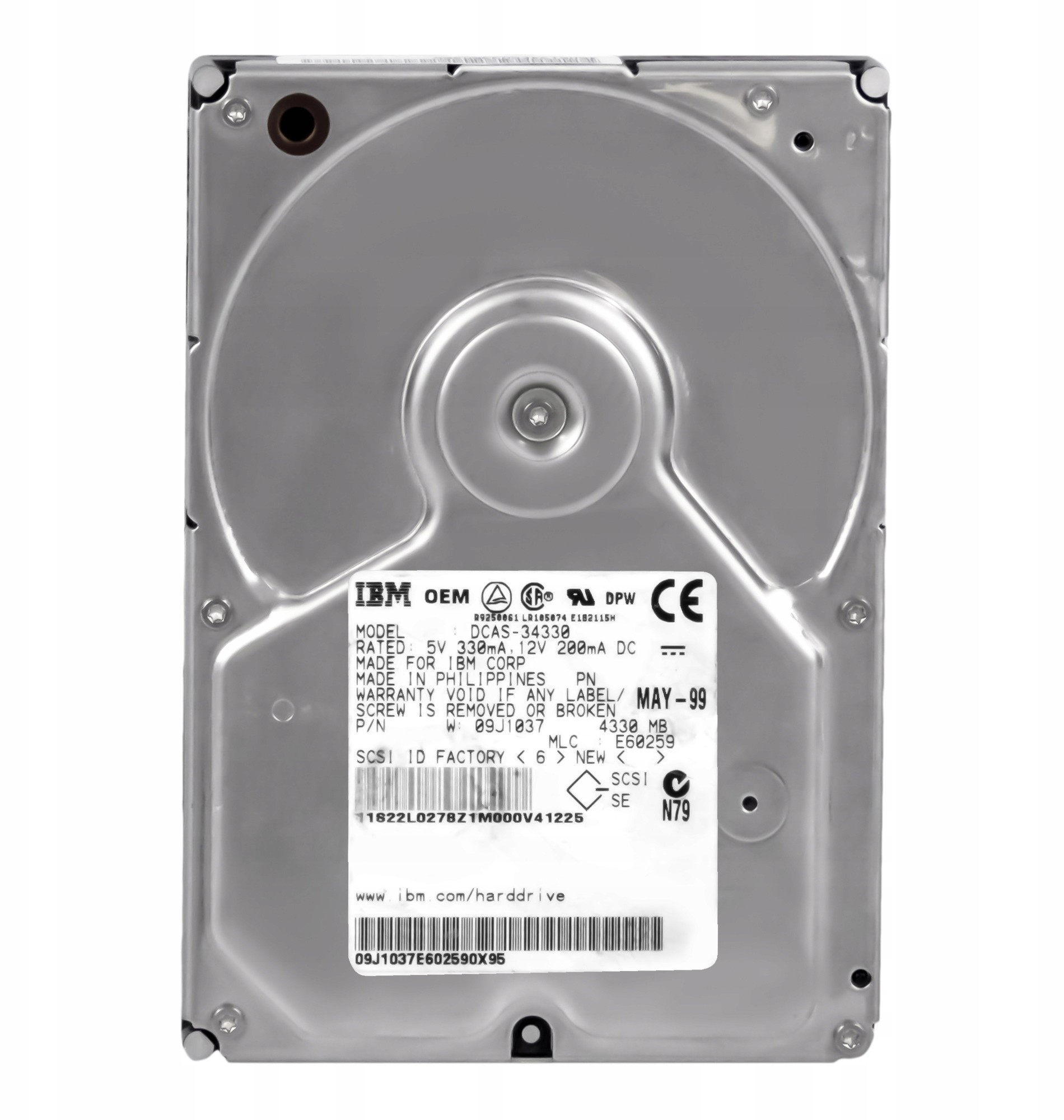 IBM 09J1037 4.3GB 5.4K Scsi 3.5'' DCAS-34330