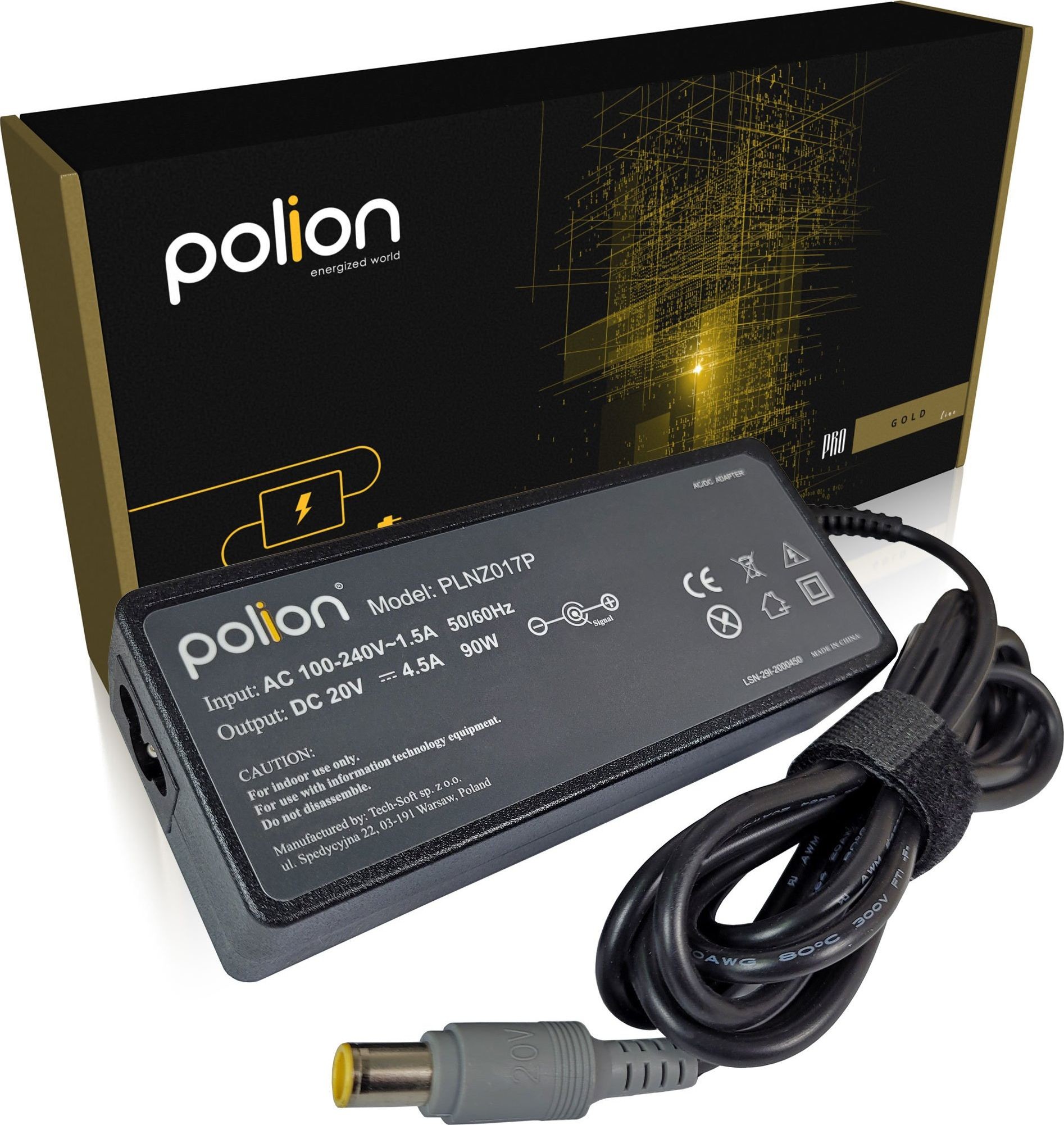 Lenovo Zasilacz do laptopa Polion Ładowarka 90W do 20V 4,5A 7,9x5,5mm pin PLNZ017P