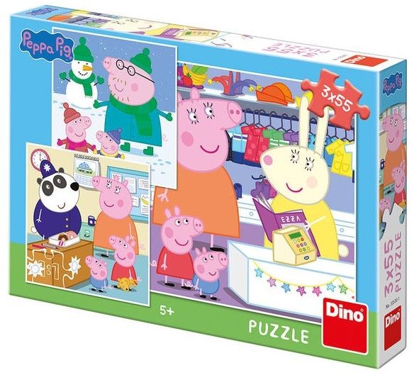 Dino puzzle Świnka Peppa Wesołe popołudnie 3x55 elementów