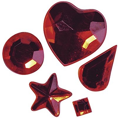 Rayher 1522218 Acryl-kamienie Strass do przyklejania, 3  12 MM, 5 rodzajów, SB-Btl 58stueck, czerwony 15-222-18