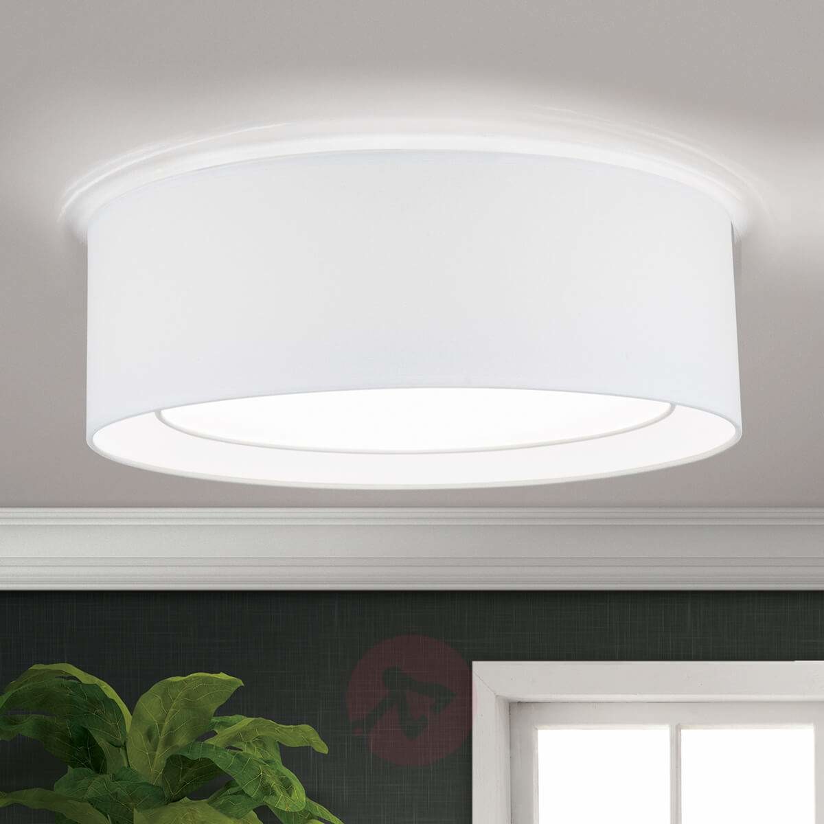 Orion Okrągła lampa sufitowa Antoni z tkaniny, biała