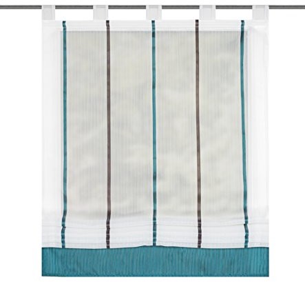 Home Fashion Home pomysły dla domu roleta na szelkach w paski wzdłużne z organzy 150x100 cm petrol 079187-0828 150x100 CM