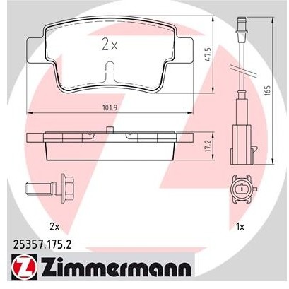 ZIMMERMANN Zestaw klocków hamulcowych, hamulce tarczowe 25357.175.2