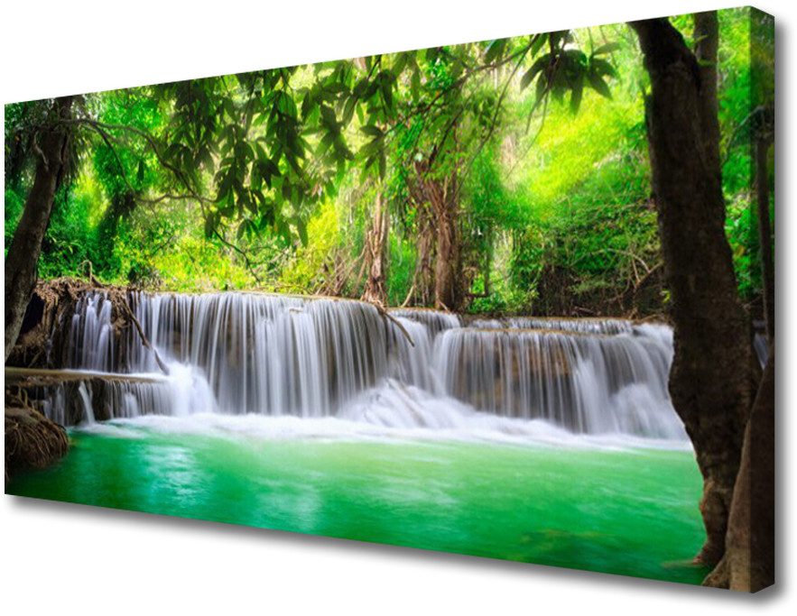 PL Tulup Obraz Canvas Wodospad Jezioro Las Natura 100x50cm
