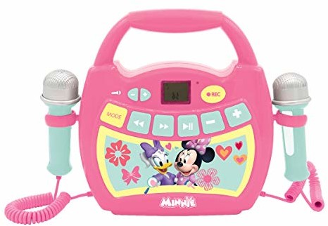 Lexibook MP300MNZ Disney Minnie, Mój pierwszy odtwarzacz cyfrowy z 2 mikrofonami do zabawy, funkcja nagrywania, efekt głosu, różowy/zielony