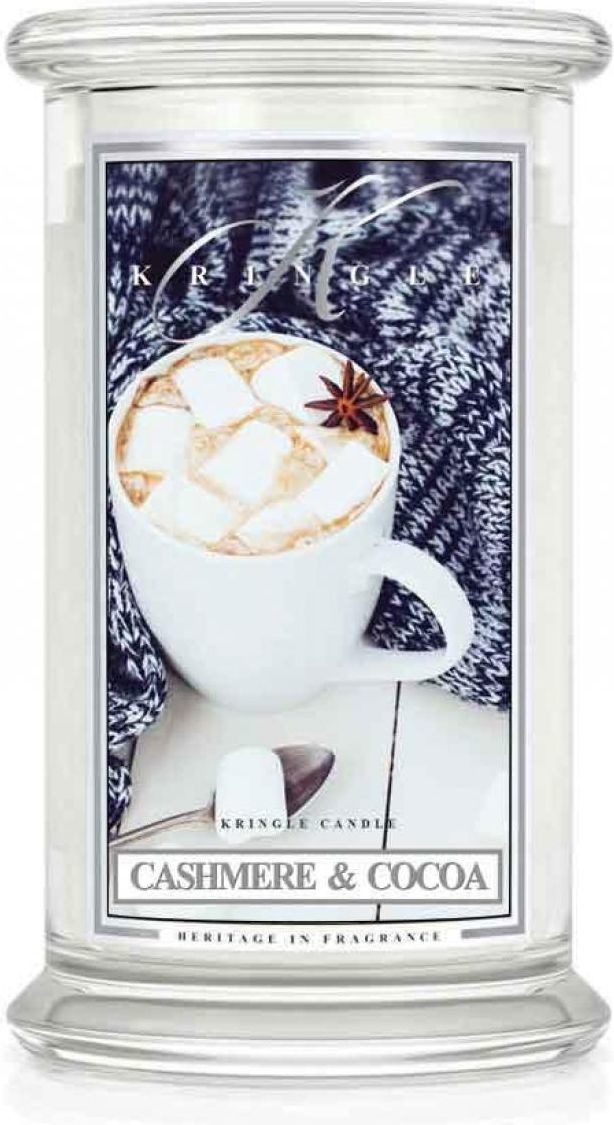 Kringle Candle Świeca zapachowa duży klasyczny słoik z 2 knotami Cashmere & Cocoa 623g ZD_14881