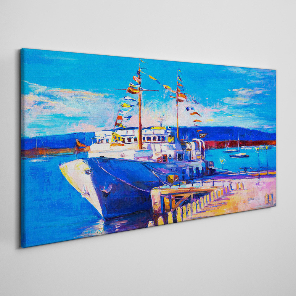 PL Coloray Obraz Canvas port morze statki niebo 100x50cm