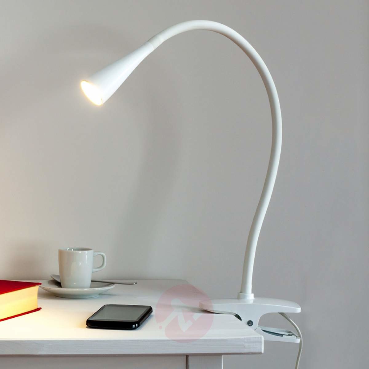 Lampenwelt Wąska lampa zaciskowa LED Baris w bieli