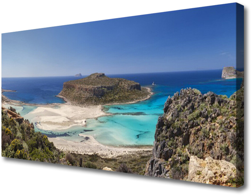 PL Tulup Obraz Canvas Wyspa Morze Plaża Góry 125x50cm