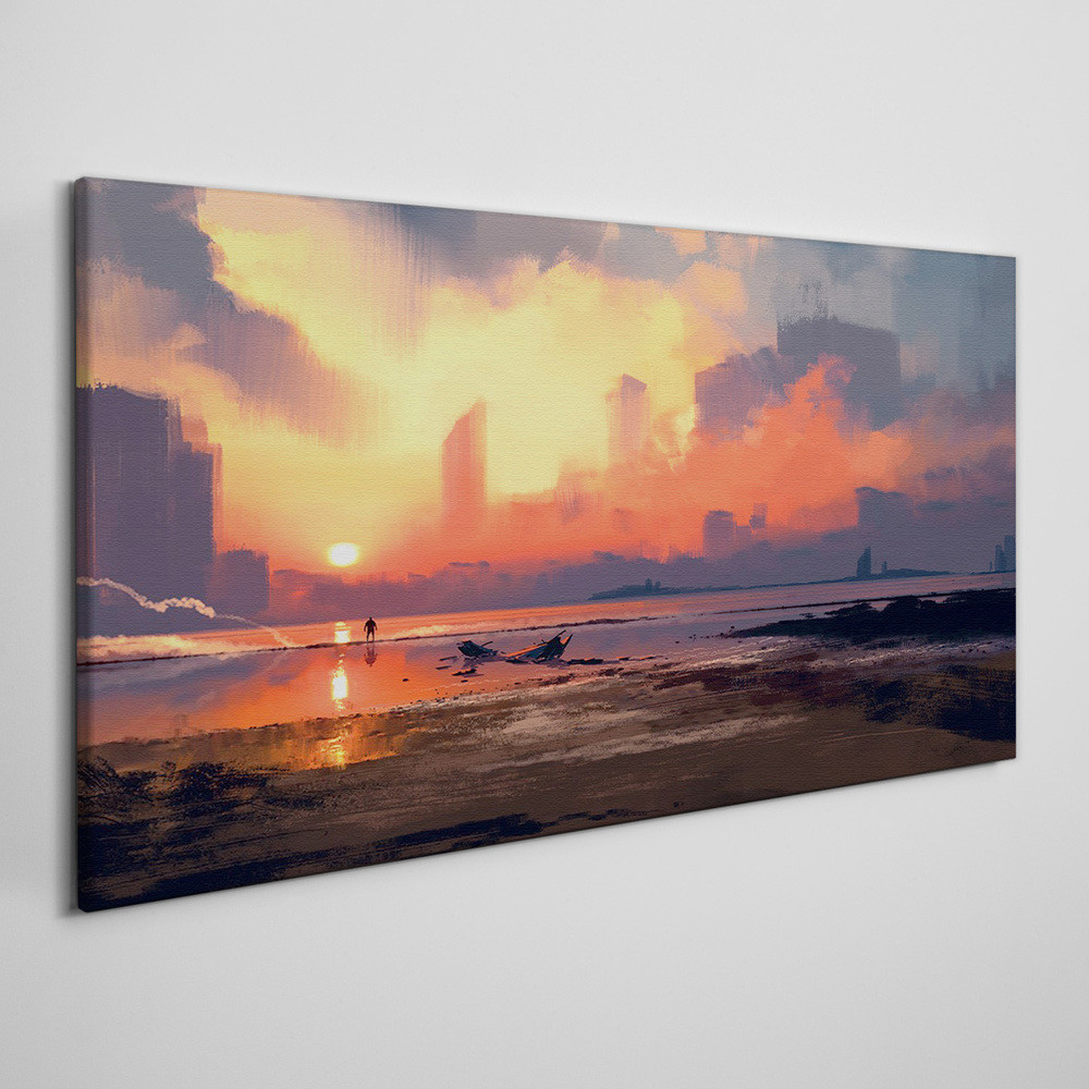 PL Coloray Obraz Canvas Abstrakcja Mgła Zachód słońca 100x50cm