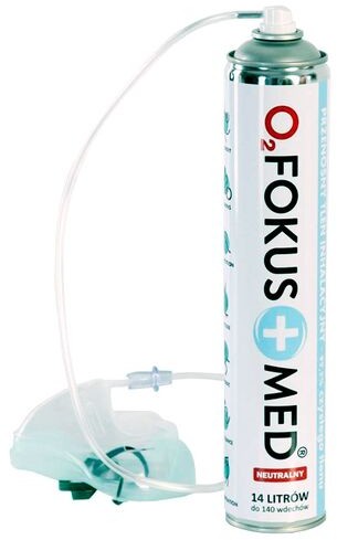FokusMed Tlen inhalacyjny w puszce - stężenie 99,5% + maska tlenowa 14 litrów