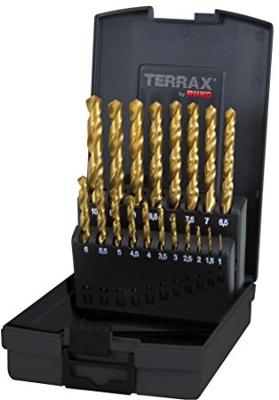 Ruko terrax by  zestaw wierteł spiralnych DIN 338 Typ N HSS-G Tin w kasecie z tworzywa sztucznego, A250 214tro