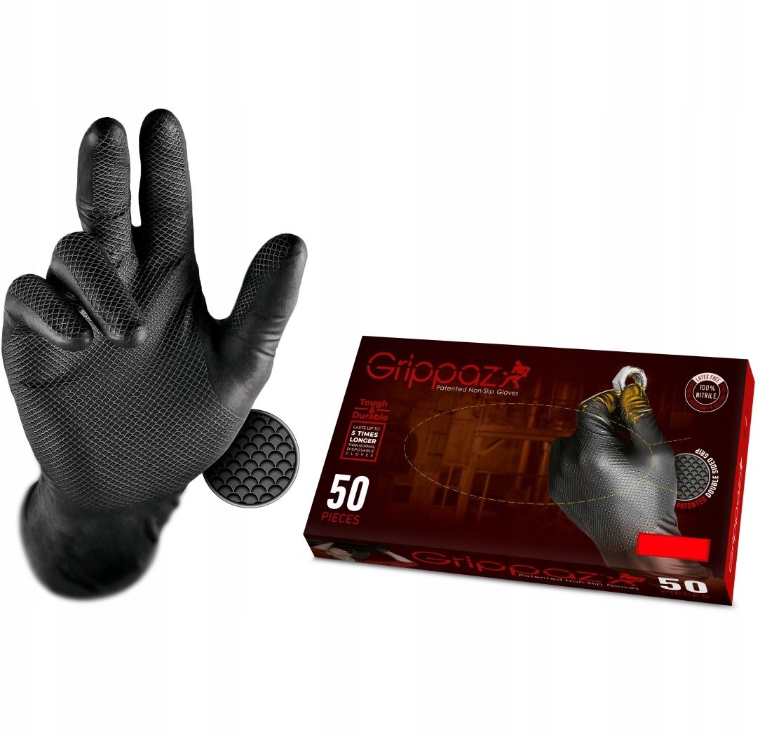 Rękawice Nitryl Grippaz Czarne R10 50SZT 246BL/10