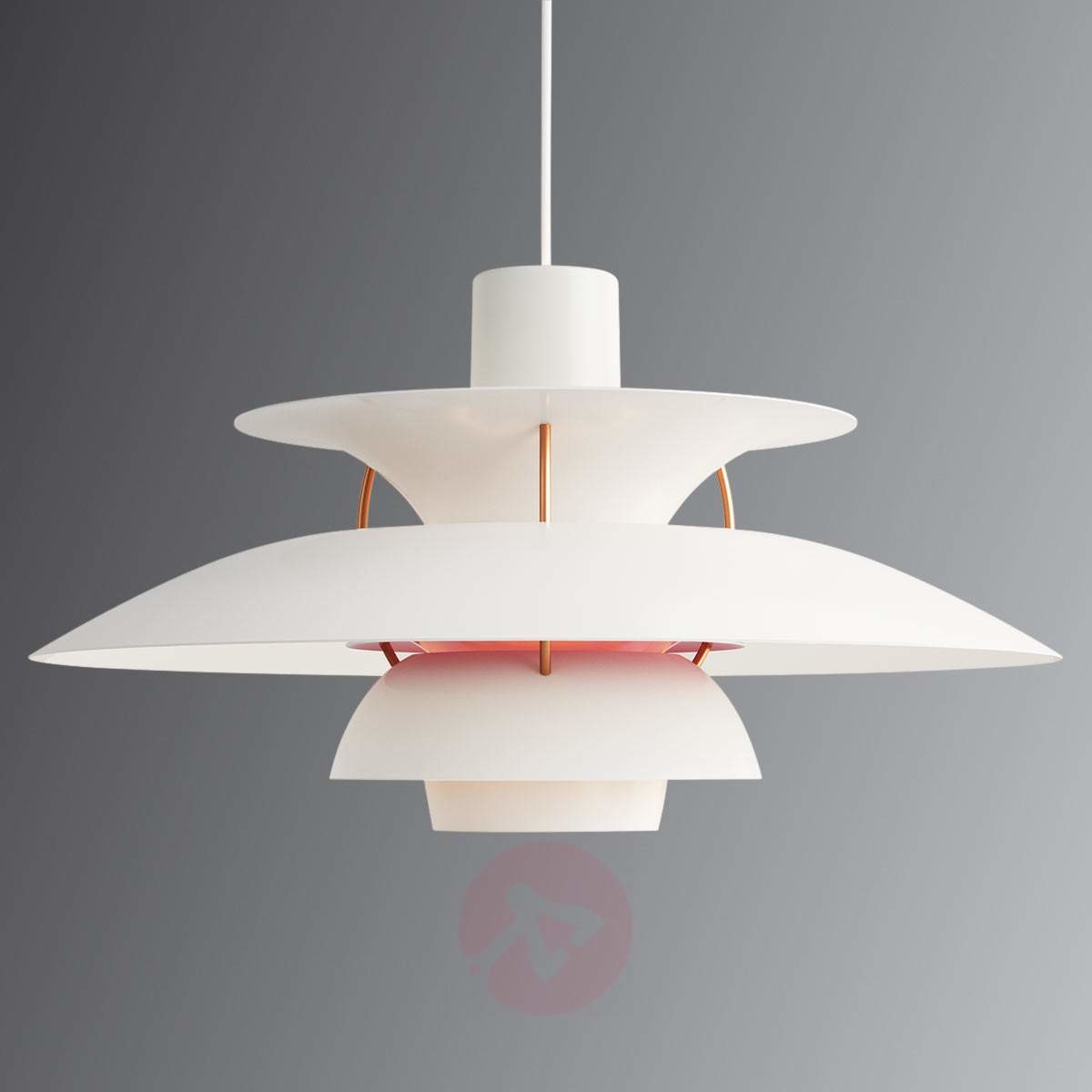 Louis Poulsen PH 5,designerska lampa wisząca,biała