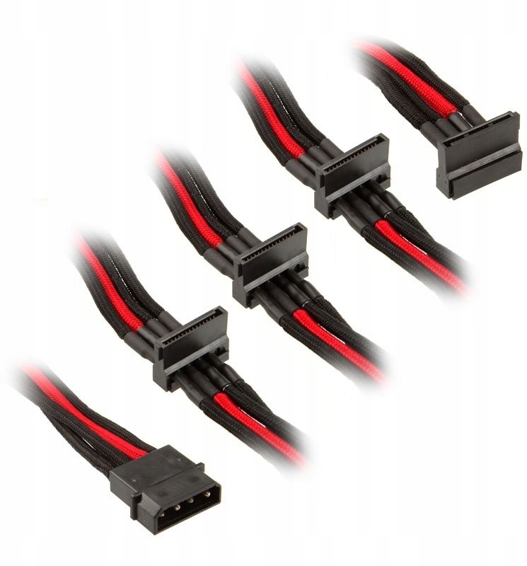 Silverstone Adapter z Molex na 4x Sata 300mm czerw