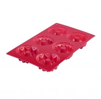 Westmark Silikonowa forma do pieczenia na 6 babeczek Trio czerwony 30172270