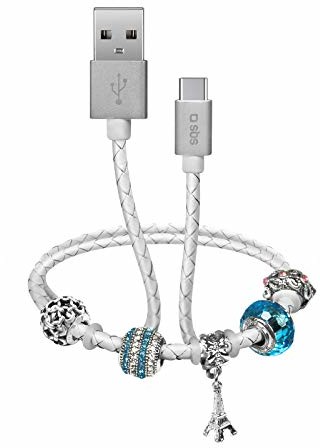 SBS Kabel USB typu C z bransoletką 39 cm kabel do ładowania z 2.0 USB i USB C idealny do MacBook, Macbook Pro, notebooka TESLCABLECHARMTCW