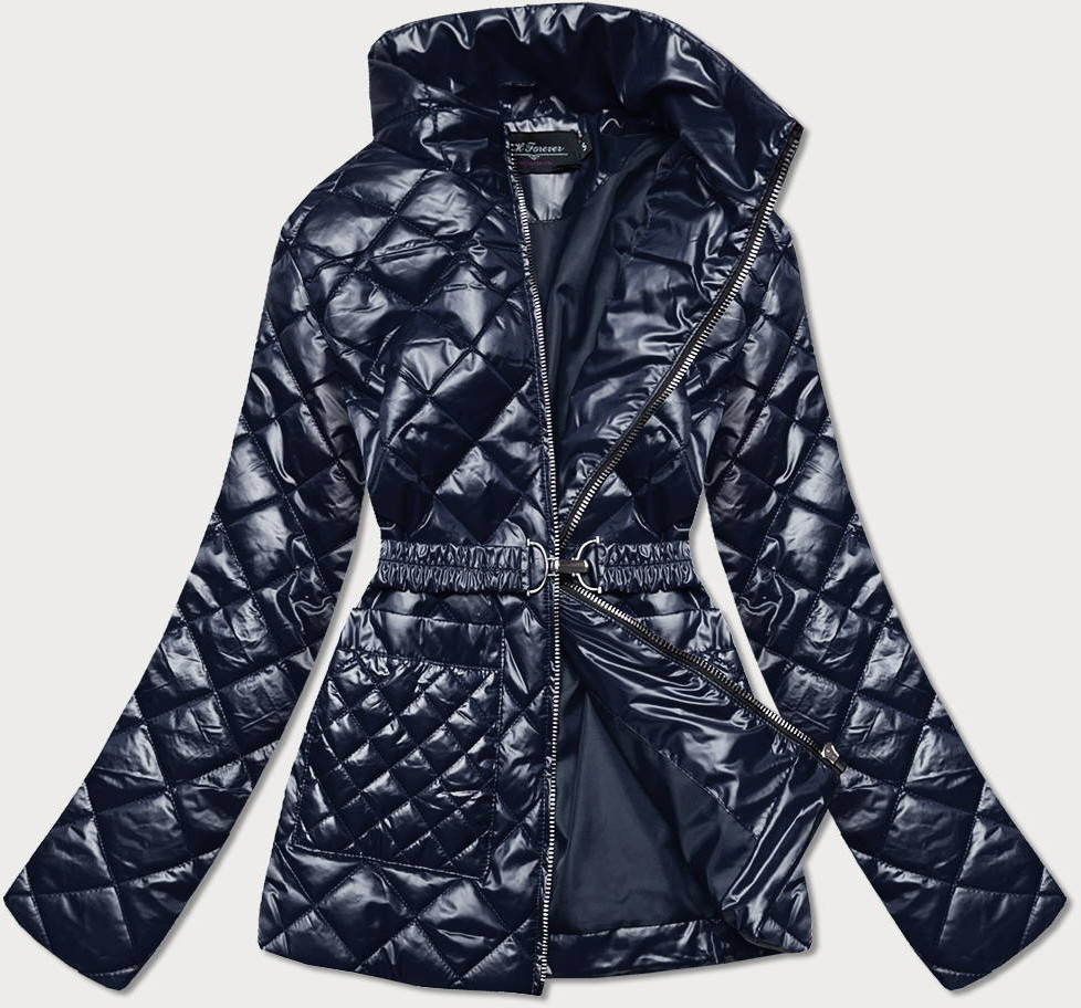 BH Forever PIKOWANA KURTKA DAMSKA Z PASKIEM GRANATOWA (BH2208) -