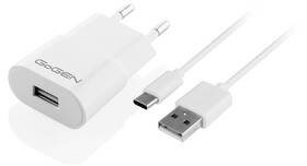 goGEN Ładowarka sieciowa ACH 103 CC,1x USB 1A + USB-C kabel 1m ACH103CCW) Biała