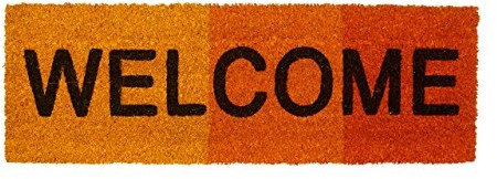 Relaxdays Wycieraczka  wąska z sentencją Welcome i koloru z kokosa i gumowe jako wycieraczka PCW do wewnątrz i na zewnątrz Mata wejściowa z antypoślizgowym dno jako dywanik do drzwi 10020178_47