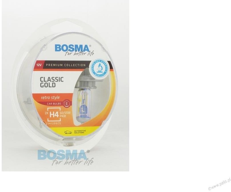 BOSMA 8917 ŻARÓWKI CLASSIC GOLD 12V 60/55W H4 P43t twin box)