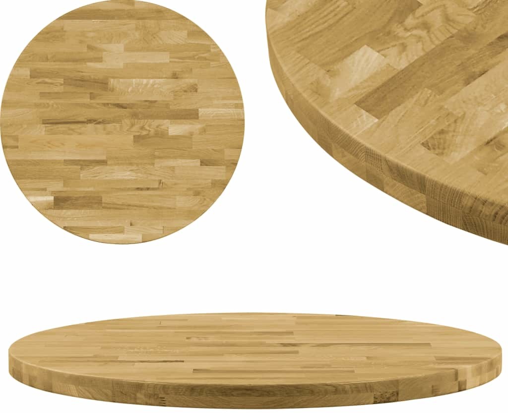 vidaXL Okrągły blat do stolika z litego drewna dębowego, 44 mm, 800 mm vidaXL