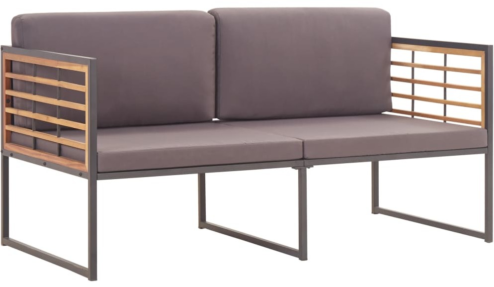 vidaXL Ławka ogrodowa z poduszkami, 136 cm, drewno akacji, ciemnoszara