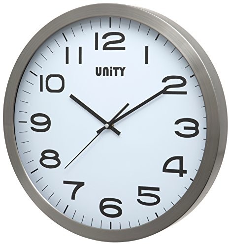 UNITY Unity Manhattan Zegar ścienny, 40 cm, wyjątkowo duża, metalowa, srebrna, 40 x 40 x 3 cm