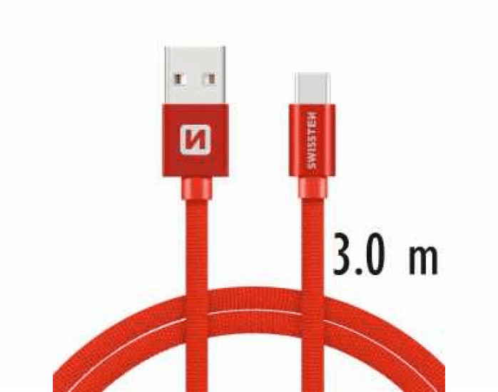 Swissten przewód do transmisji danych TEXTILE USB USB C 3m CZERWONY 71527901 # Wpisz kod MDC5PL22 i uzyskaj dodatkowe 25 % rabatu na ten produkt promocja do 17.05.2020