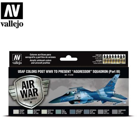 Vallejo Zestaw Air War 8 farb - USAF colors post WWII to present Aggressor Squadron Part III Vallejo 71618