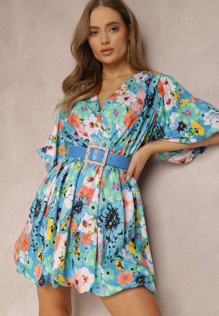 Niebieska Sukienka z Paskiem Kasare Niebieska Sukienka z Paskiem Kasare