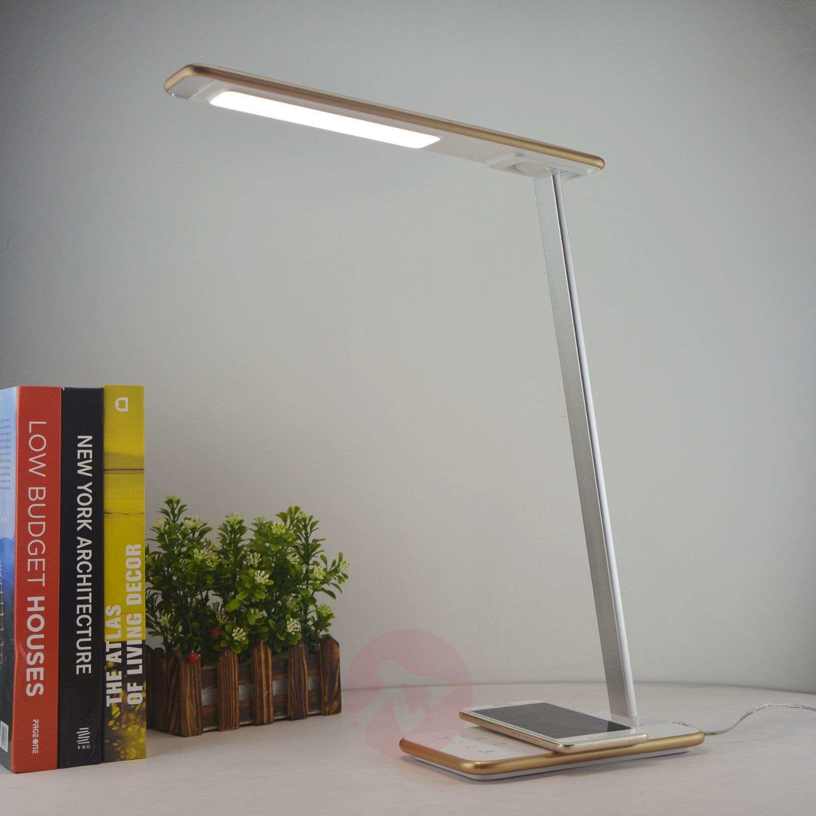 Aluminor LED-Schreibtischleuchte Orbit mit Induktion, gold