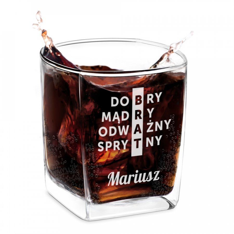 Murrano Szklanka do Whisky Grawer Krzyżówka dla Brata SZC-042