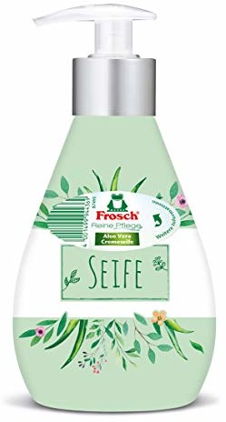 Frosch Czysta pielęgnacja mydła w kremie z aloesem, mydło w płynie, pielęgnujące mydło do rąk do delikatnego i higienicznego czyszczenia, z dozownikiem i różnymi motywami, 300 ml