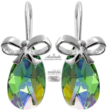 Swarovski NOWE ŚLICZNE KOLCZYKI PERIDOT SREBRO