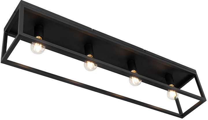 QAZQA Przemysłowa lampa sufitowa czarna 99 5 cm 4-punktowa - Cage