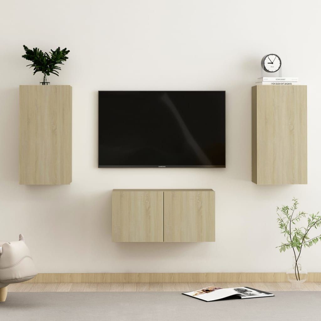vidaXL Lumarko 3-cz. zestaw szafek TV, dąb sonoma, płyta wiórowa 3078972