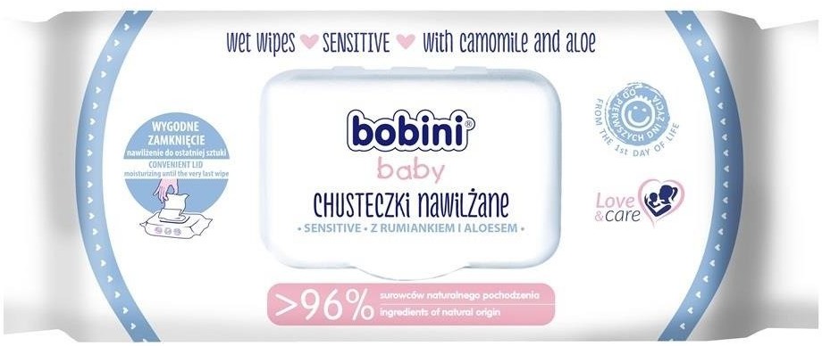 Bobini Baby chusteczki nawilżane dla dzieci i niemowląt Sensitive 60szt 87251-uniw