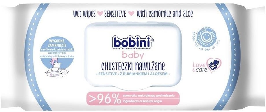 Bobini Baby chusteczki nawilżane dla dzieci i niemowląt Sensitive 60szt 87251-uniw