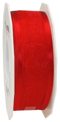 Pattberg Na prezent 40 MM 25 m Marseille  z organzy z satynowymi krawędziami, z drutu, czerwony 4834025-609