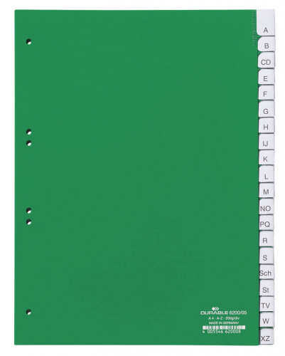 DURABLE Przekładki do segregatora A-Z A4 zielone 6200-05