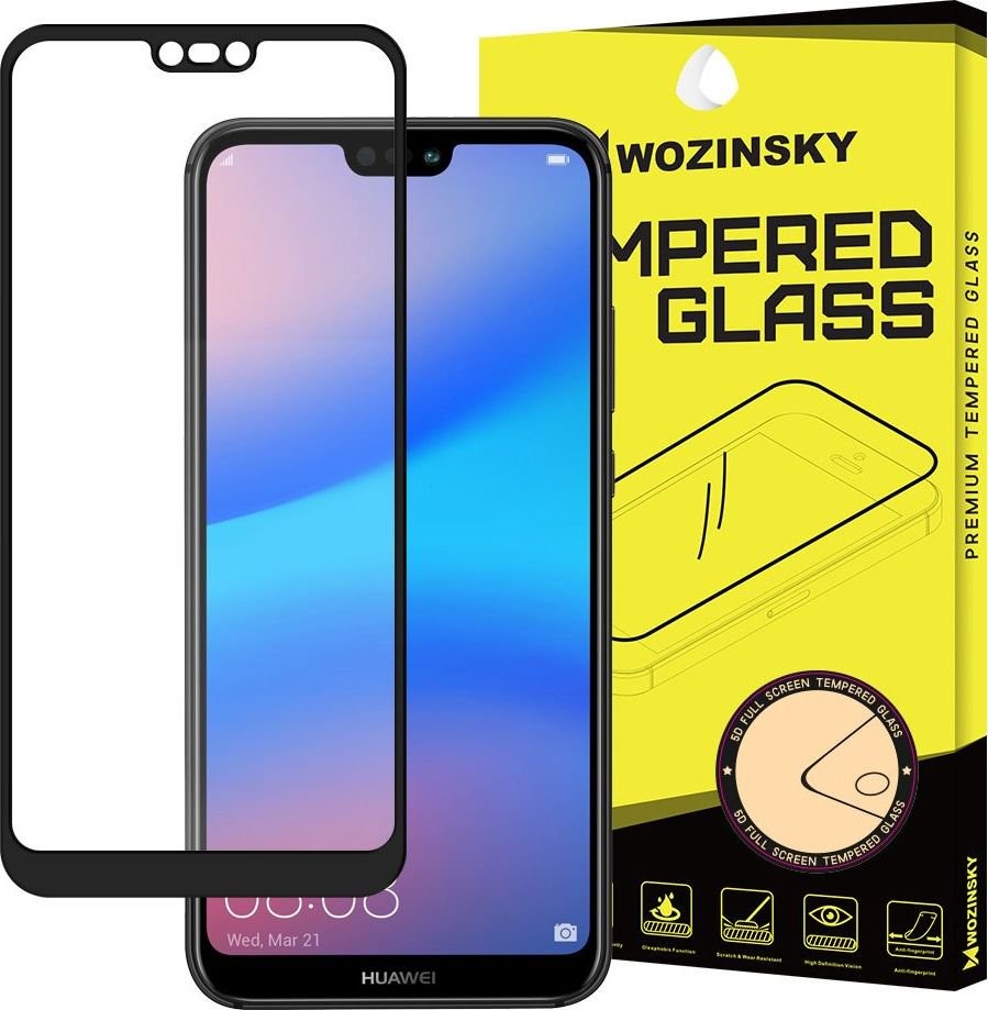 Huawei Wozinsky Wozinsky Wozinsky super wytrzymałe szkło hartowane Full Glue na cały ekran z ramką Case Friendly P20 Lite czarny