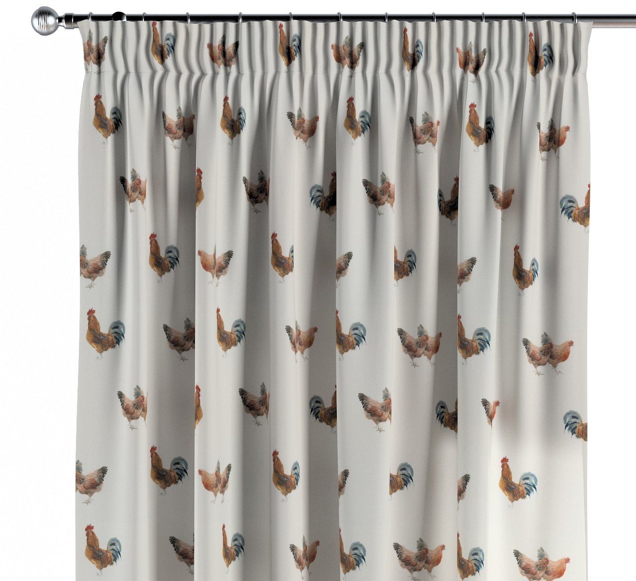 Dekoria Zasłona na taśmie marszczącej 1 szt. brązowe kurki na kremowym tle 1szt 130 × 260 cm Flowers 300-141-80