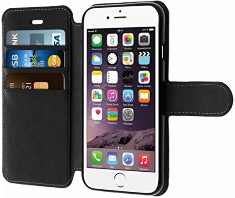 iPOMCASE Coque portfel pour Apple iPhone 6S Folioi-i6s-Noir-