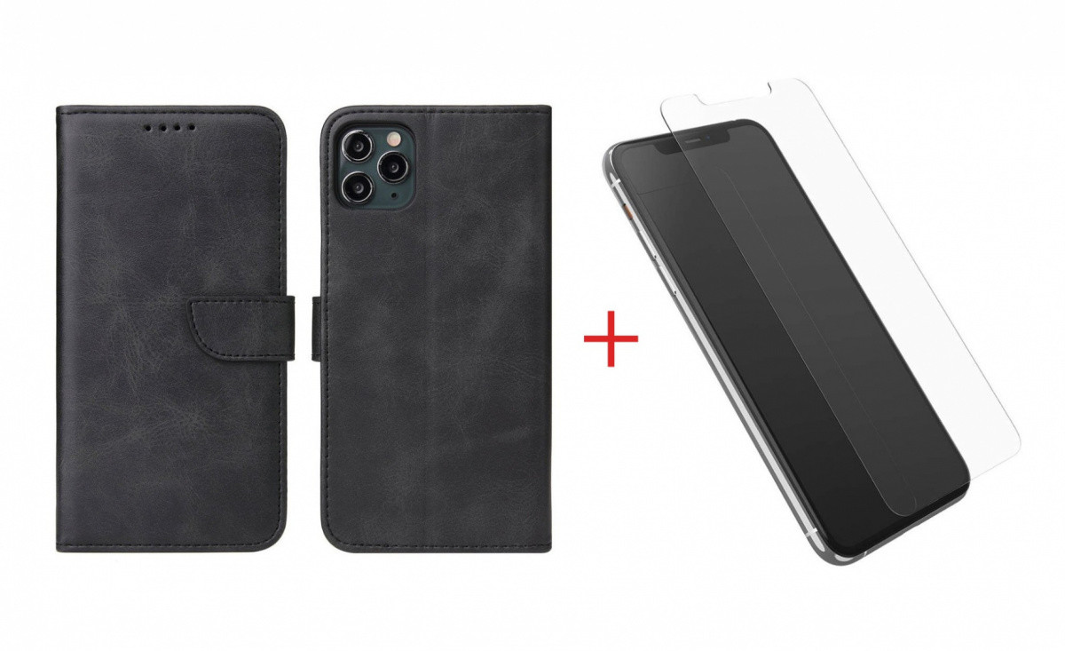 Braders Etui Magnet Case Wallet portfel z klapką + Szkło Płaskie do iPhone 11 Pro Max